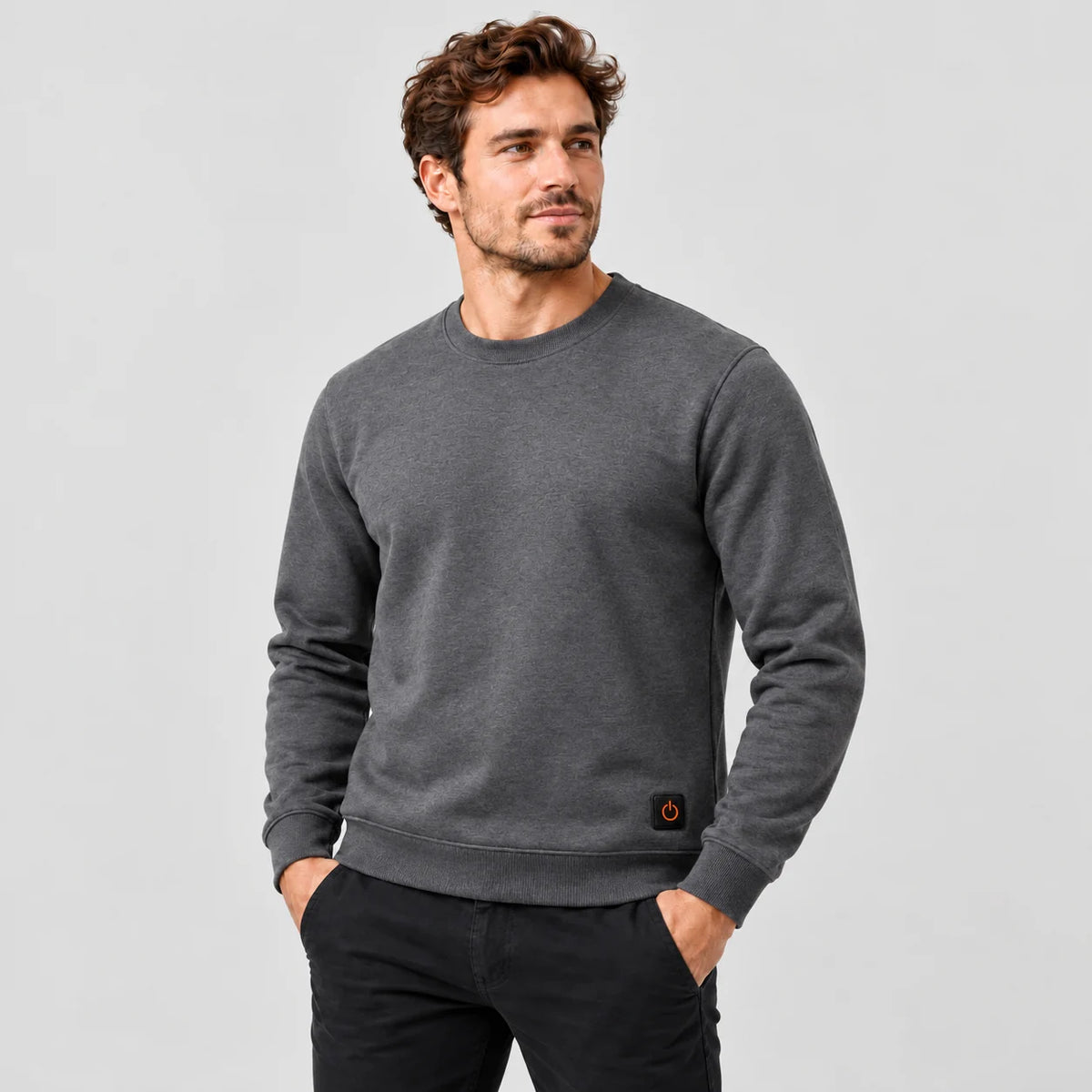 Heated crewneck sweatshirt PyreFit Aeroan in grey, front view