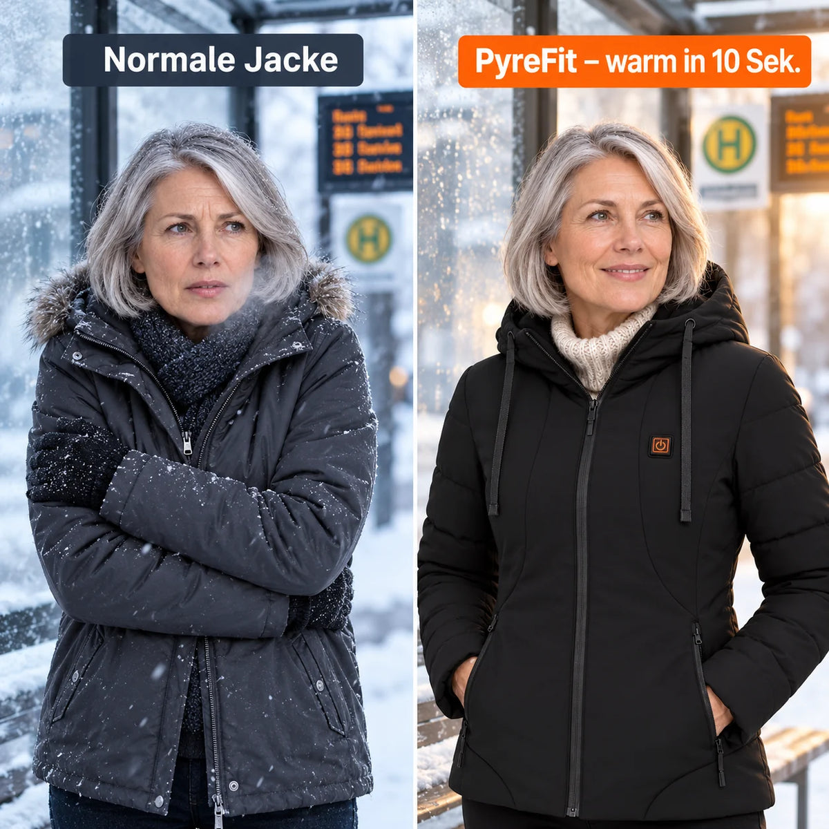 Comparaison : manteau d'hiver ordinaire et Alpina chauffant