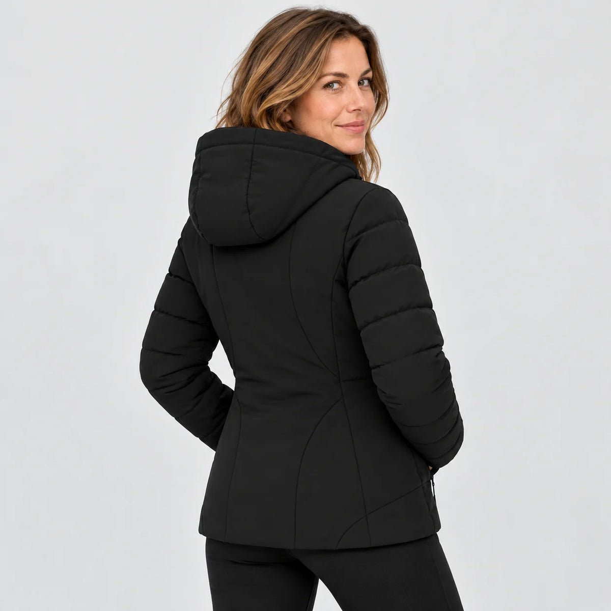 Women's heated jacket PyreFit Alpina, back view