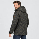 Manteau chauffant camouflage pour homme PyreFit Alpino, vue de dos
