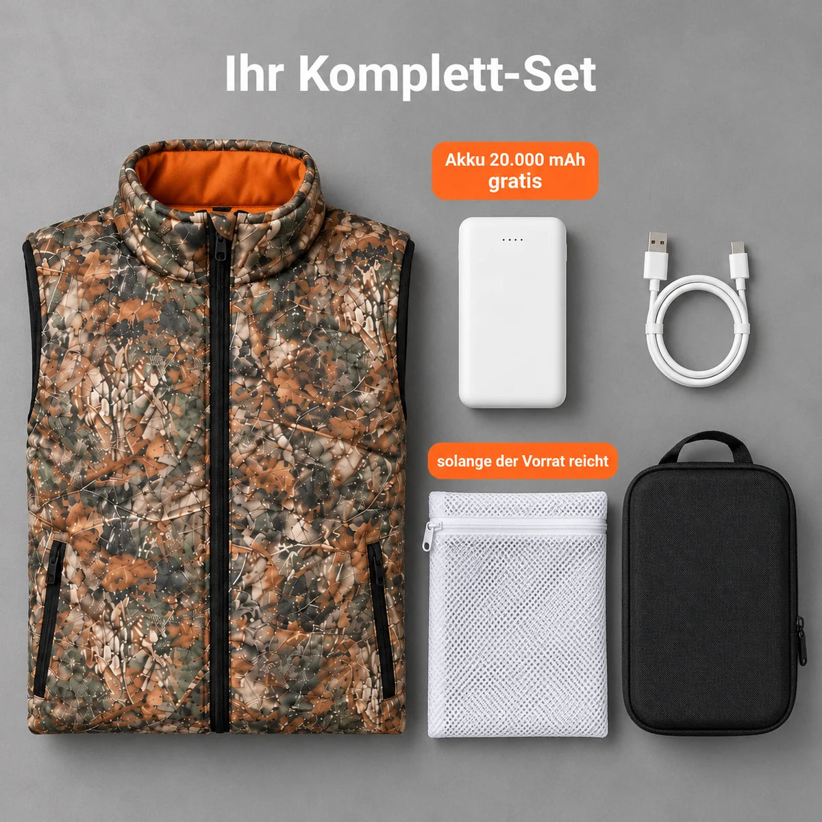Ensemble complet : Altor, batterie 20 000 mAh, câble de recharge, sac de lavage et sac de rangement