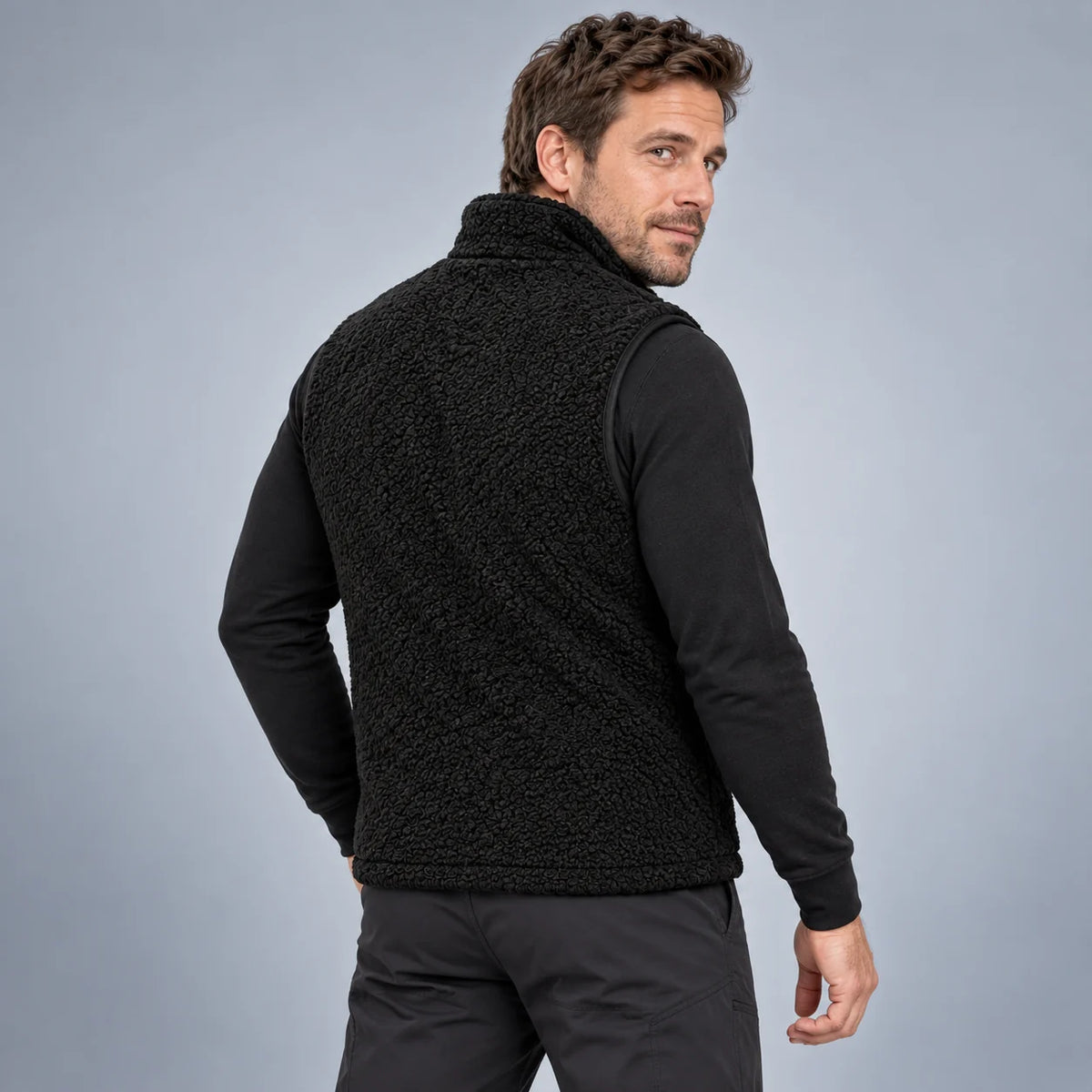 Heated sherpa vest PyreFit Amparo, back view