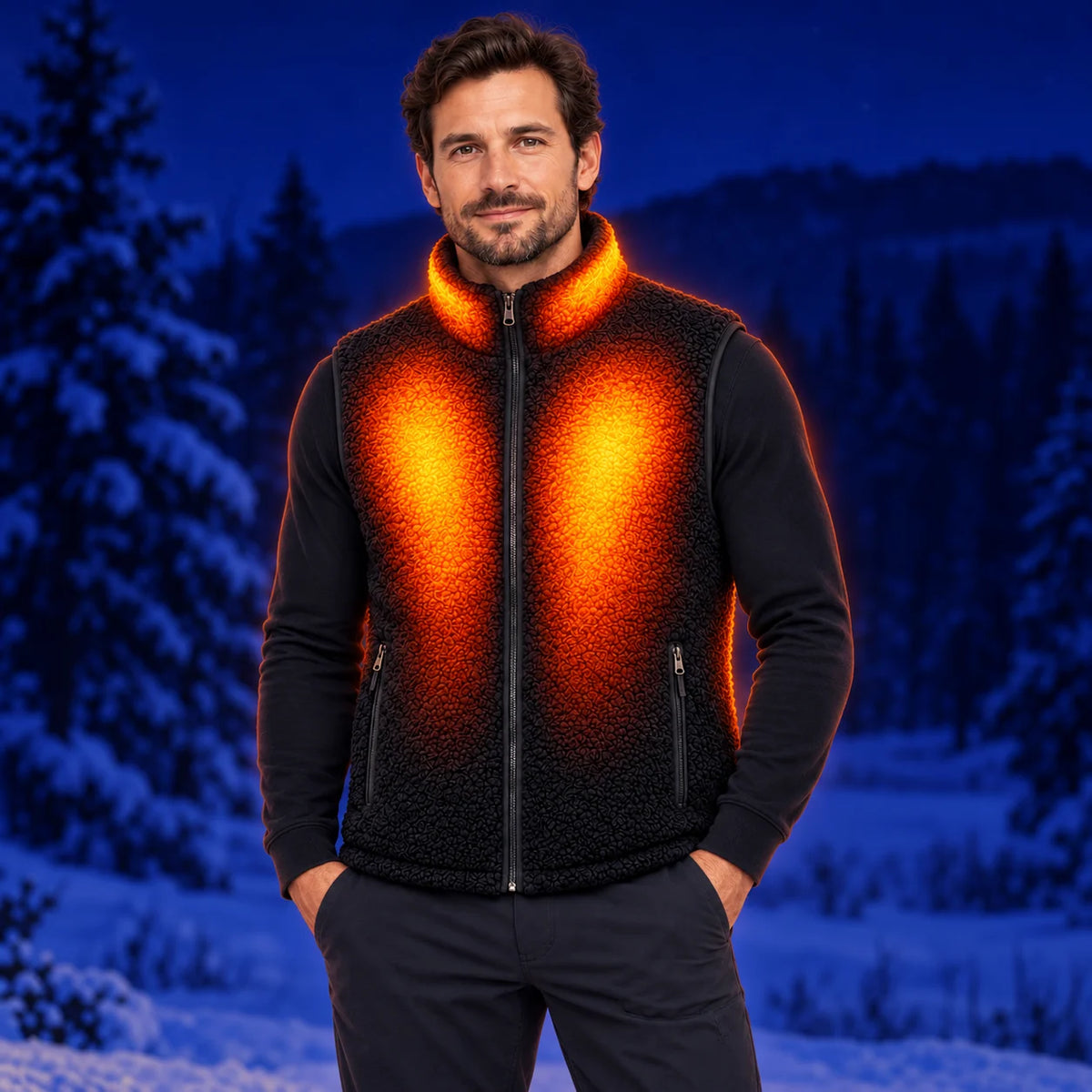 Heated sherpa vest PyreFit Amparo – warmth across the chest, back and collar