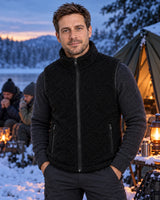 Heated sherpa vest PyreFit Amparo on a winter day: camping