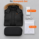 Manteau d'hiver chauffant pour femme PyreFit Apexor en noir, ensemble complet