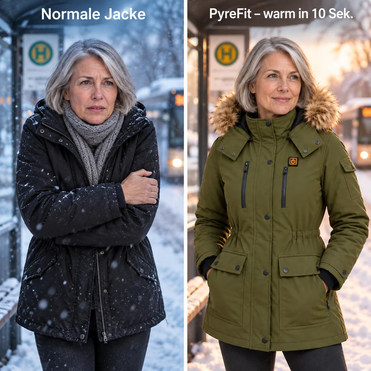 Comparaison : manteau d'hiver ordinaire et Apexor chauffant