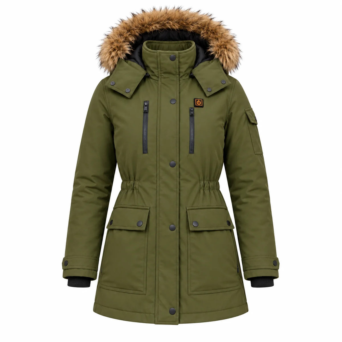 Manteau d'hiver chauffant pour femme PyreFit Apexor, vue du produit sans mannequin