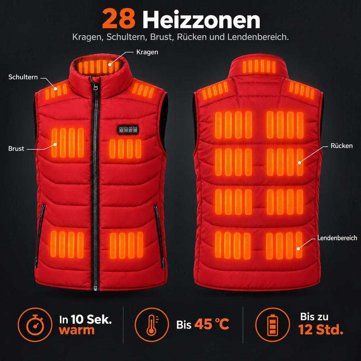 PyreFit Aurina en rouge – zones chauffantes