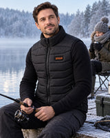 Unisex heated vest PyreFit Aurina on a winter day: fishing
