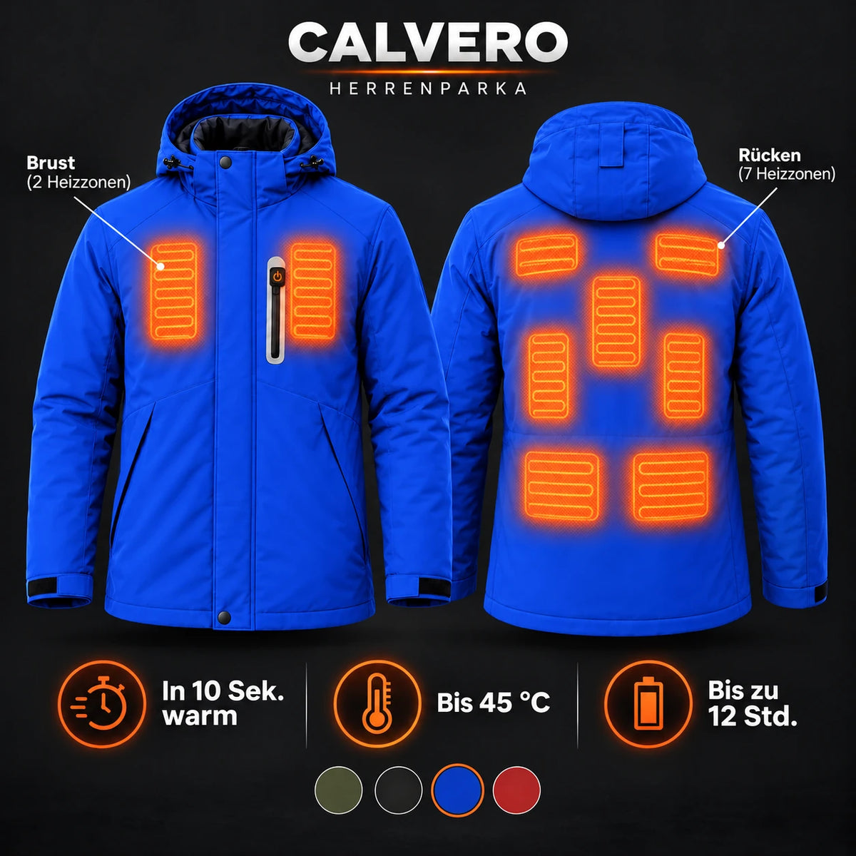 PyreFit Calvero en bleu marine – zones chauffantes