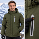 Parka chauffant pour homme PyreFit Calvero, gros plan sur le bouton de commande