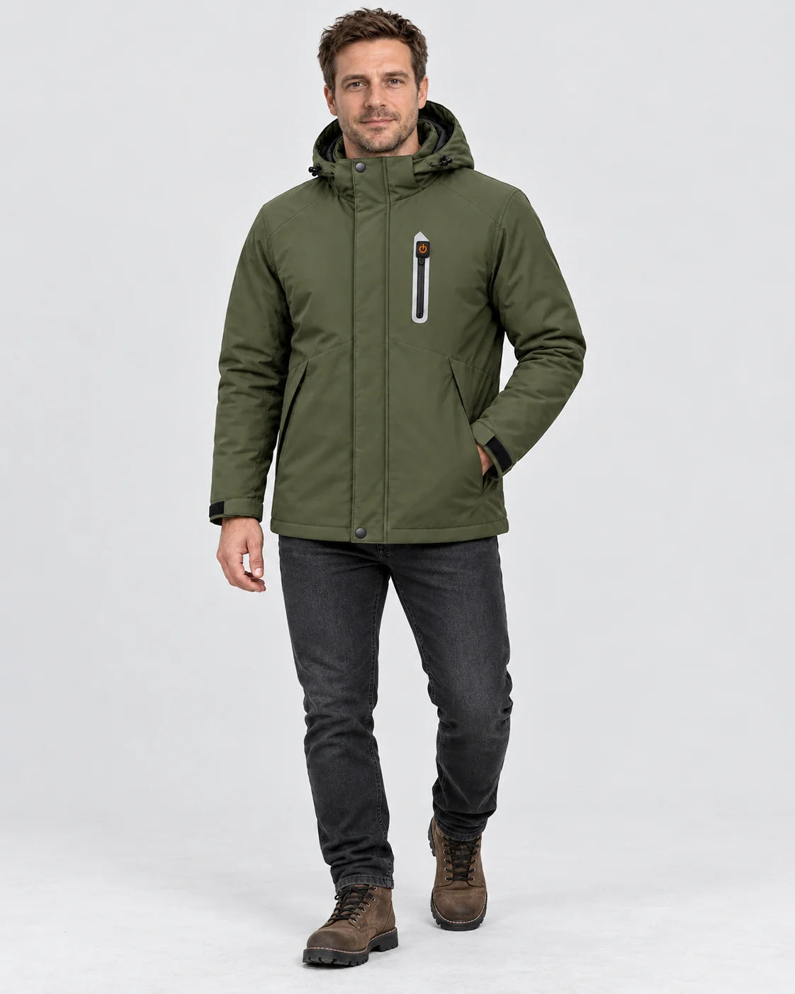 Parka chauffant pour homme PyreFit Calvero, vue en pied