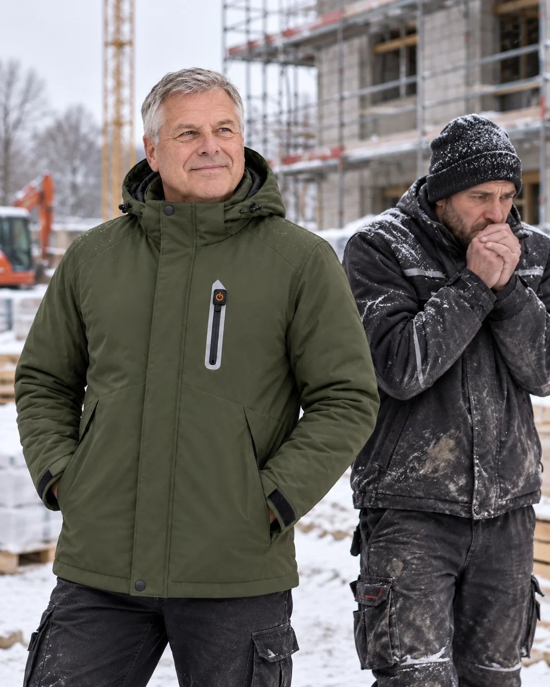 Parka chauffant pour homme PyreFit Calvero au quotidien en hiver : sur le chantier