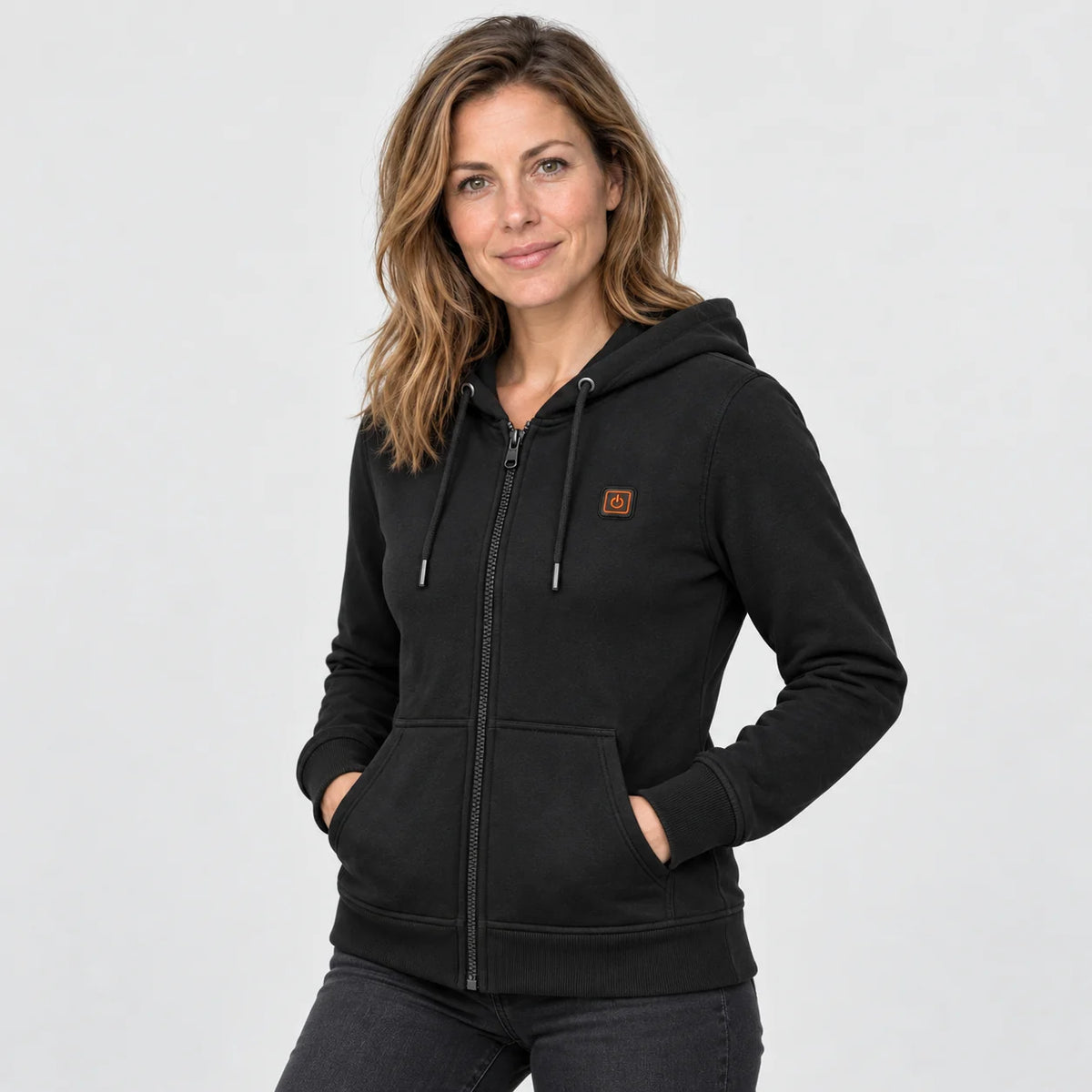 Women's heated zip sweatshirt PyreFit Cosaro, worn, front view