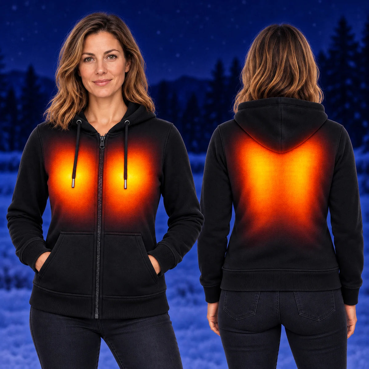 Women's heated zip sweatshirt PyreFit Cosaro – warmth across the chest and back