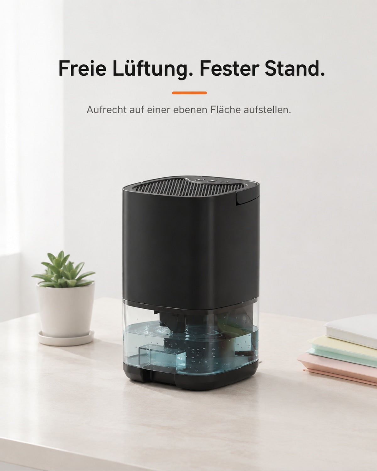 Mini Dehumidifier with 1 L Water Tank – Black – product view 7