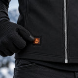 Unisex thin heated vest PyreFit Duvaro, control button close-up