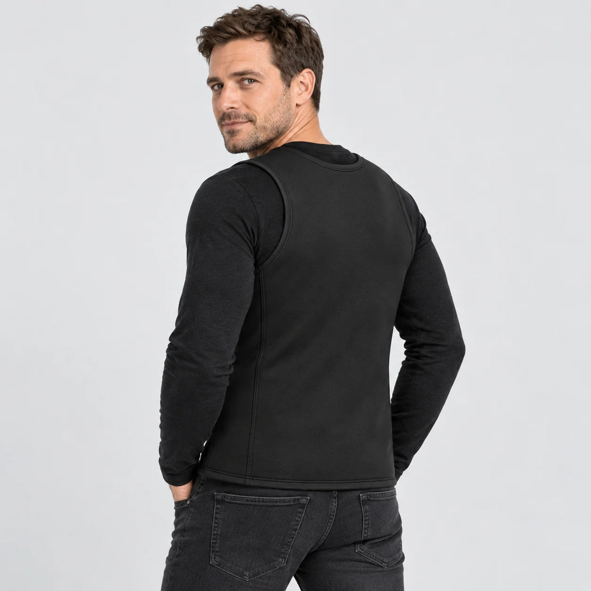 Unisex thin heated vest PyreFit Duvaro, back view