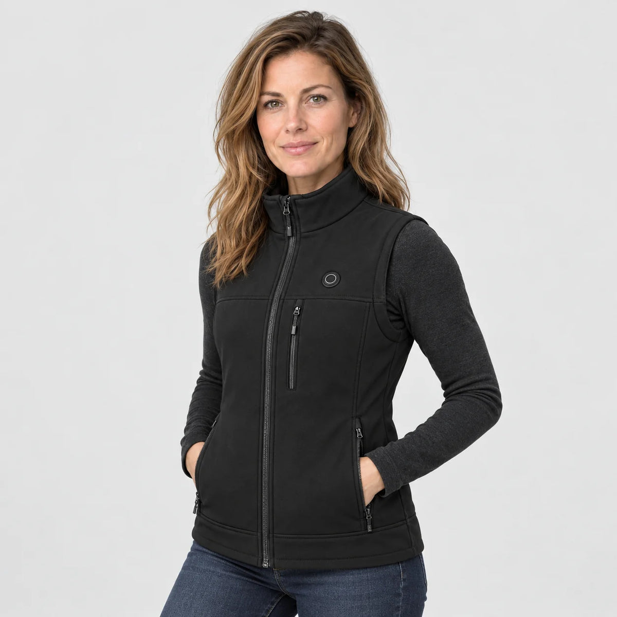 Women's heated vest PyreFit Elaressa, worn, front view