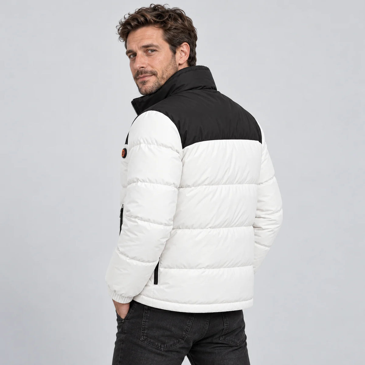 Heated puffer jacket PyreFit Elaron, back view