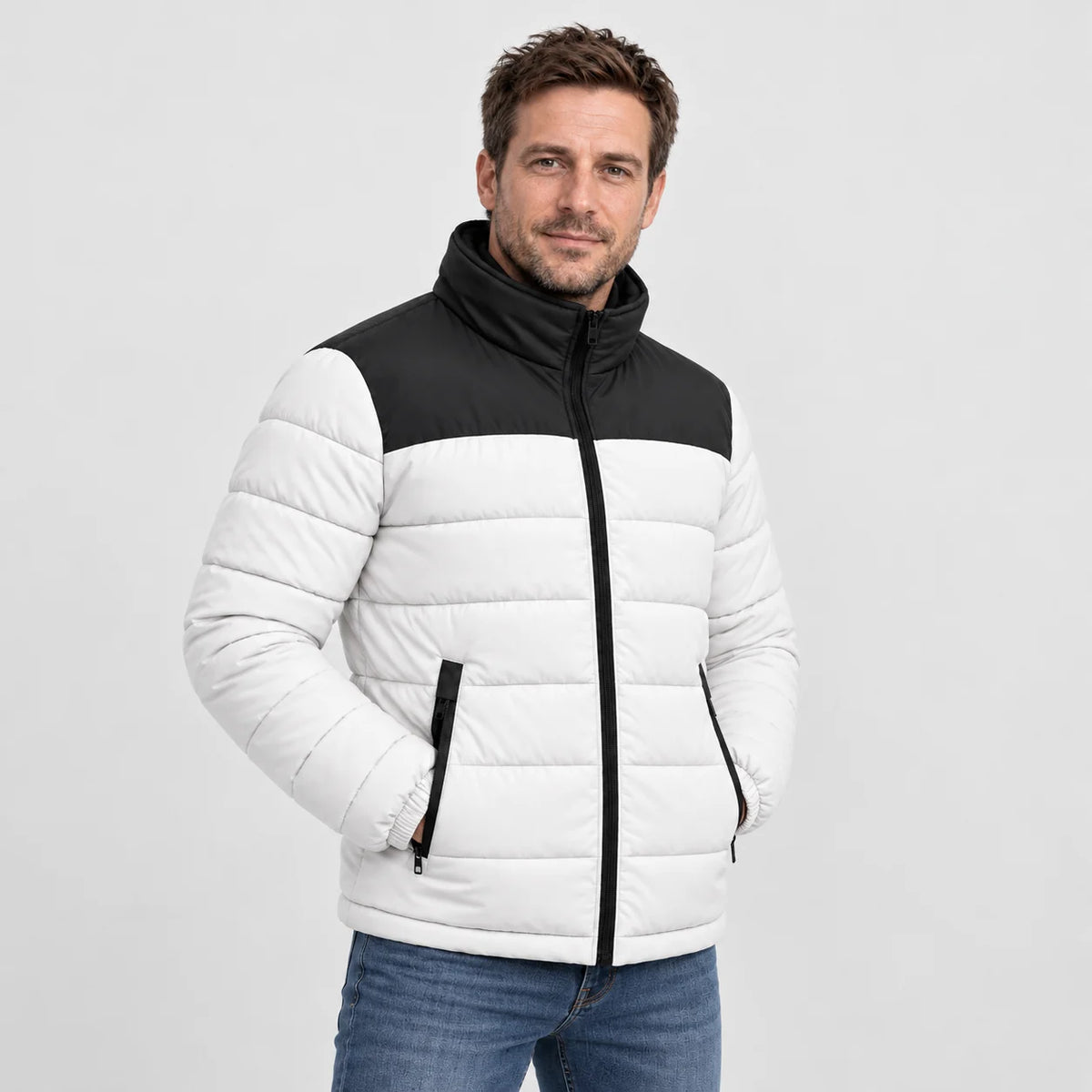 Heated puffer jacket PyreFit Expelia, worn, front view