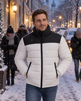 Heated puffer jacket PyreFit Expelia on a winter day: on the way home