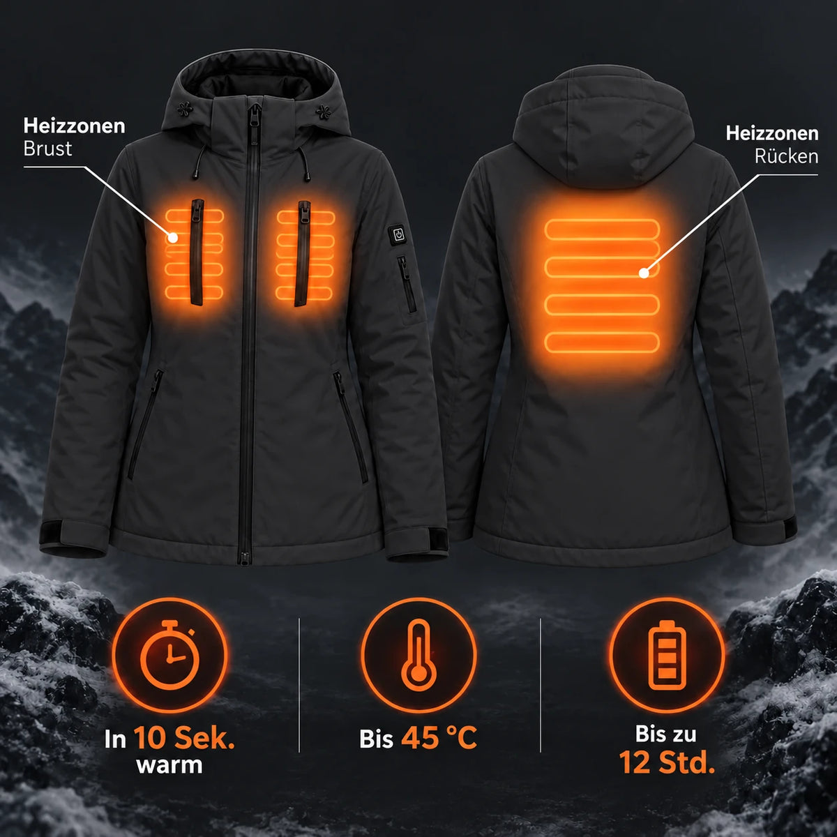 PyreFit Glacio en noir – zones chauffantes