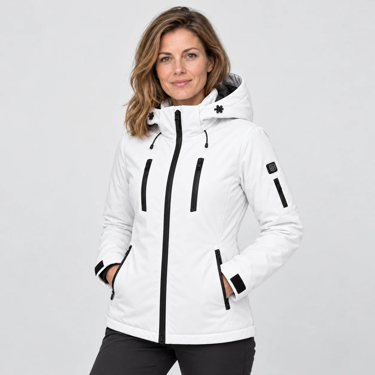 Women's heated parka PyreFit Glacio, worn, front view