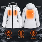 Parka chauffant pour femme PyreFit Glacio : zones chauffantes à la poitrine et au dos