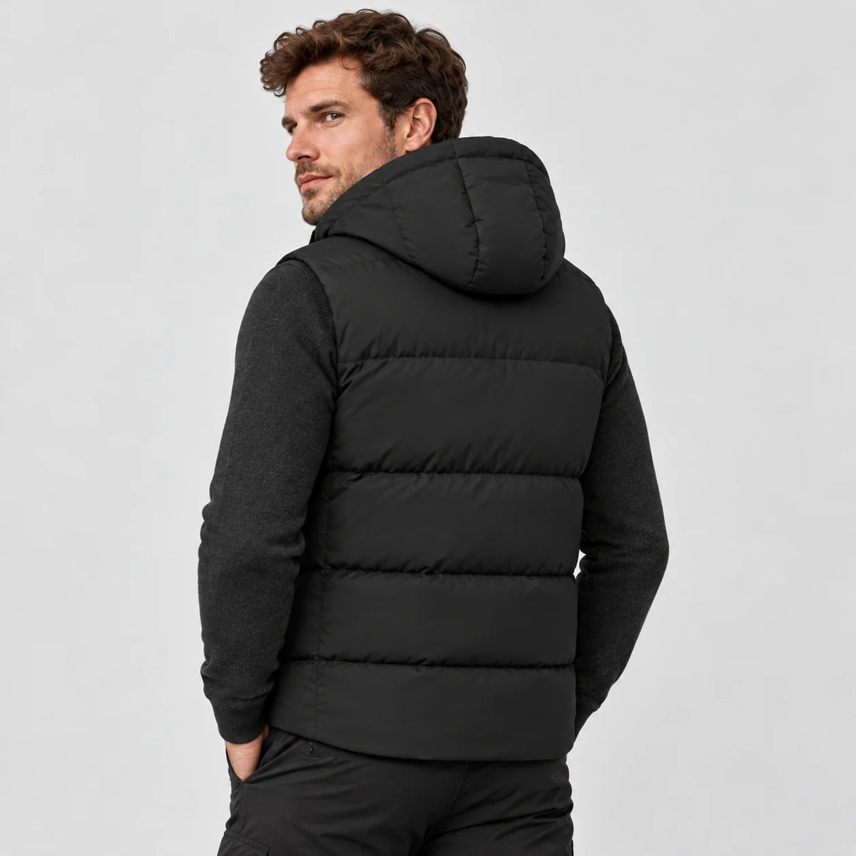 Unisex heated hooded vest PyreFit Horizonor, back view