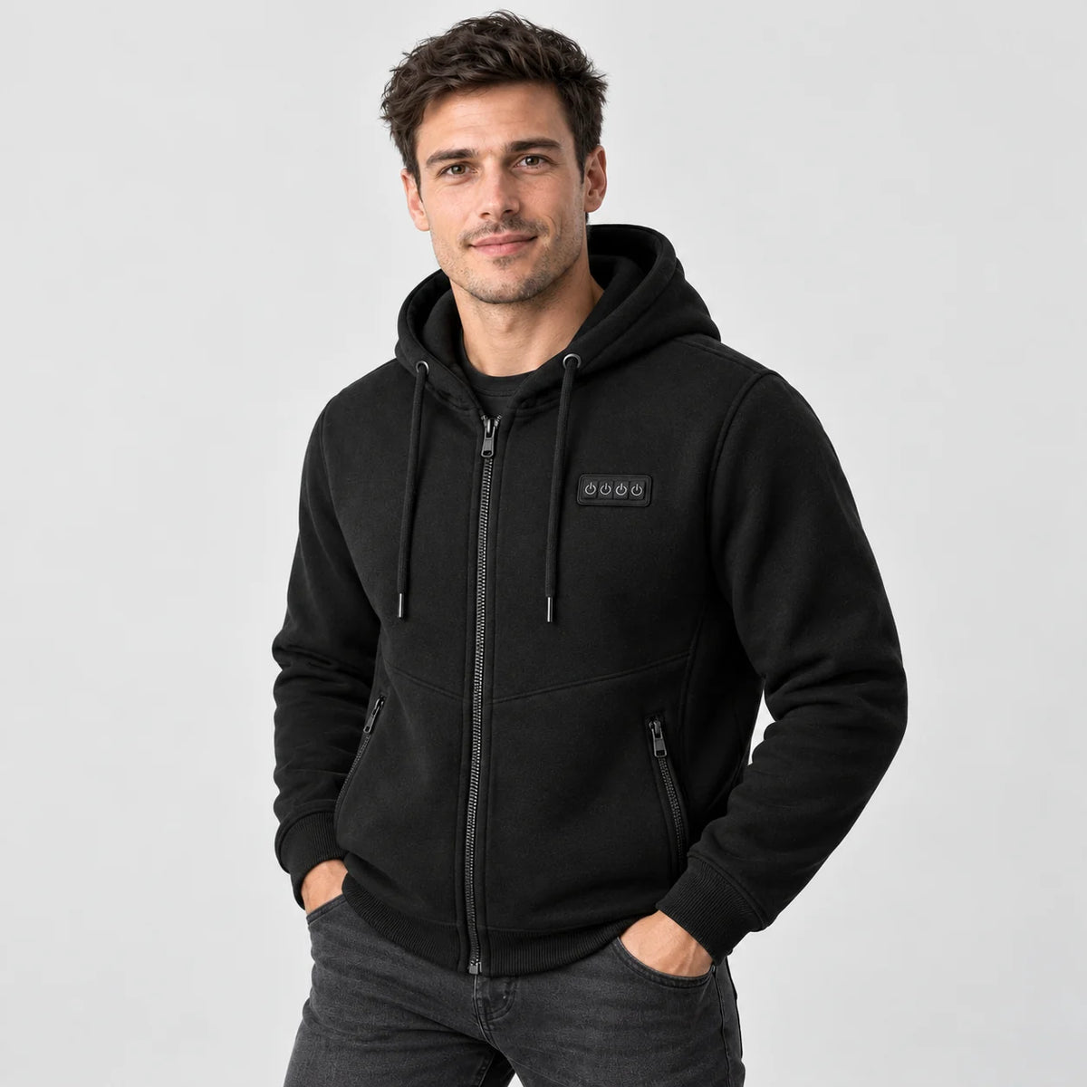 Men's heated sweatshirt hoodie PyreFit Kernor, worn, front view