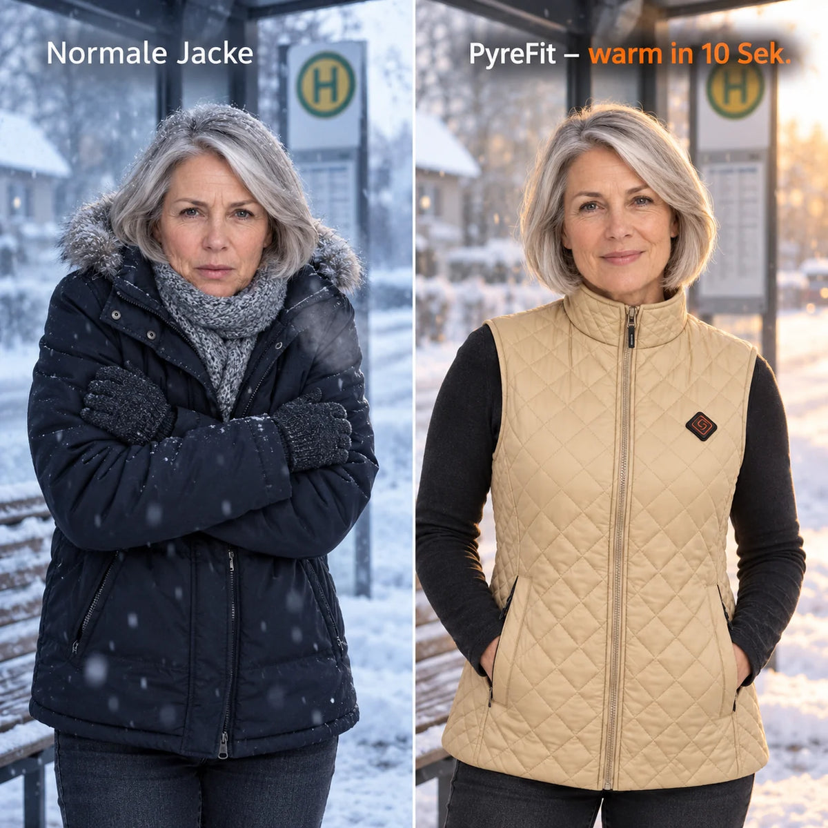 Comparaison : manteau d'hiver ordinaire et Librato chauffant