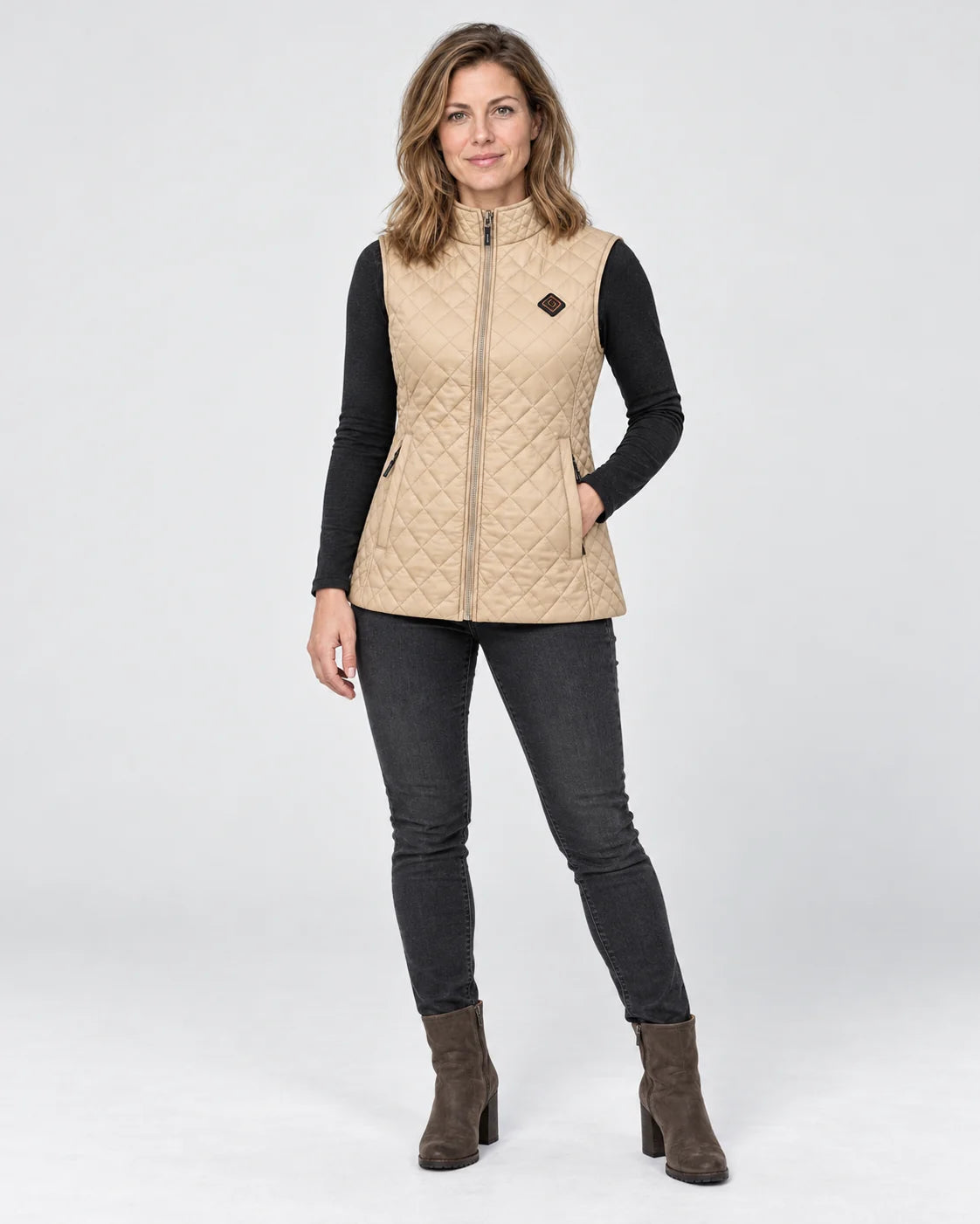 Women's heated vest PyreFit Librato, full-length view