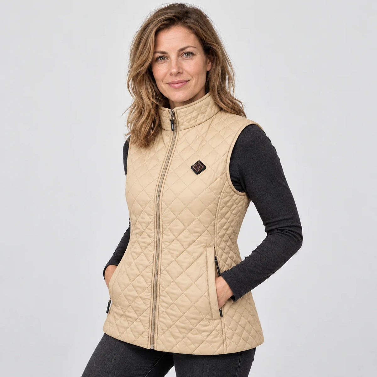 Women's heated vest PyreFit Librato, worn, front view