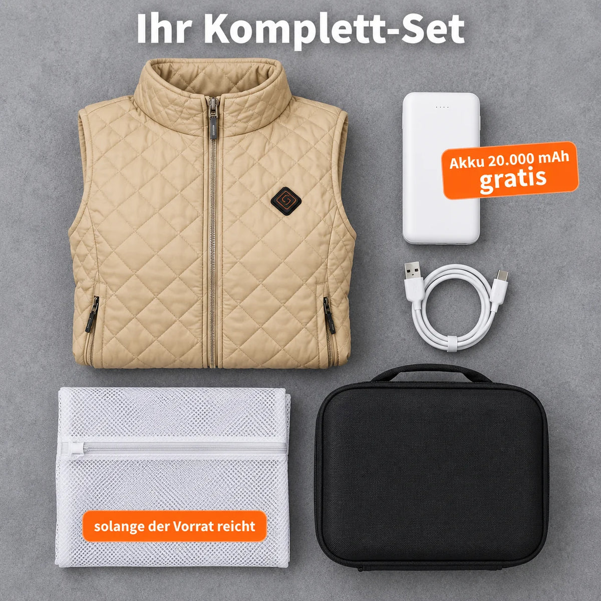 Ensemble complet : Librato, batterie 20 000 mAh, câble de recharge, sac de lavage et sac de rangement