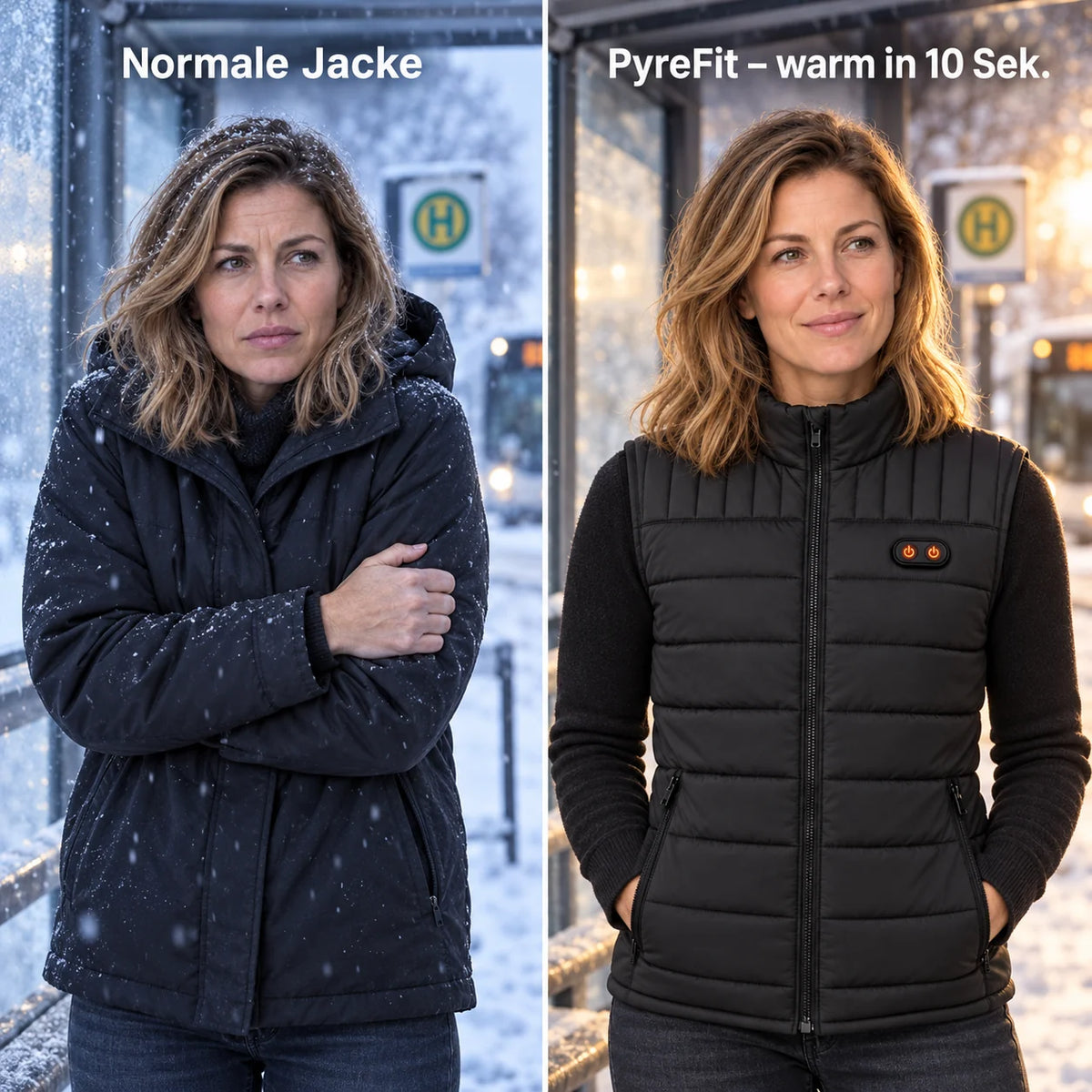 Comparaison : manteau d'hiver ordinaire et Matrixor chauffant