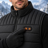 Veste chauffante sans manches unisexe PyreFit Matrixor, gros plan sur le bouton de commande