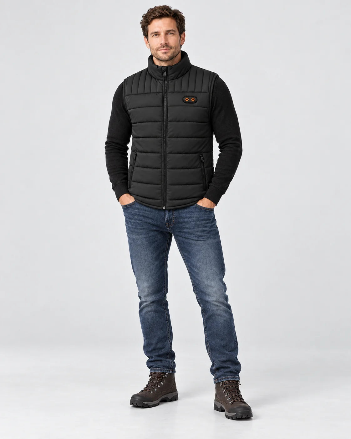 Veste chauffante sans manches unisexe PyreFit Matrixor, vue en pied