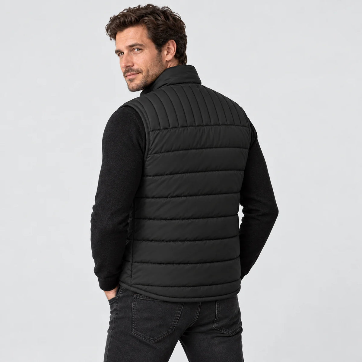 Veste chauffante sans manches unisexe PyreFit Matrixor, vue de dos