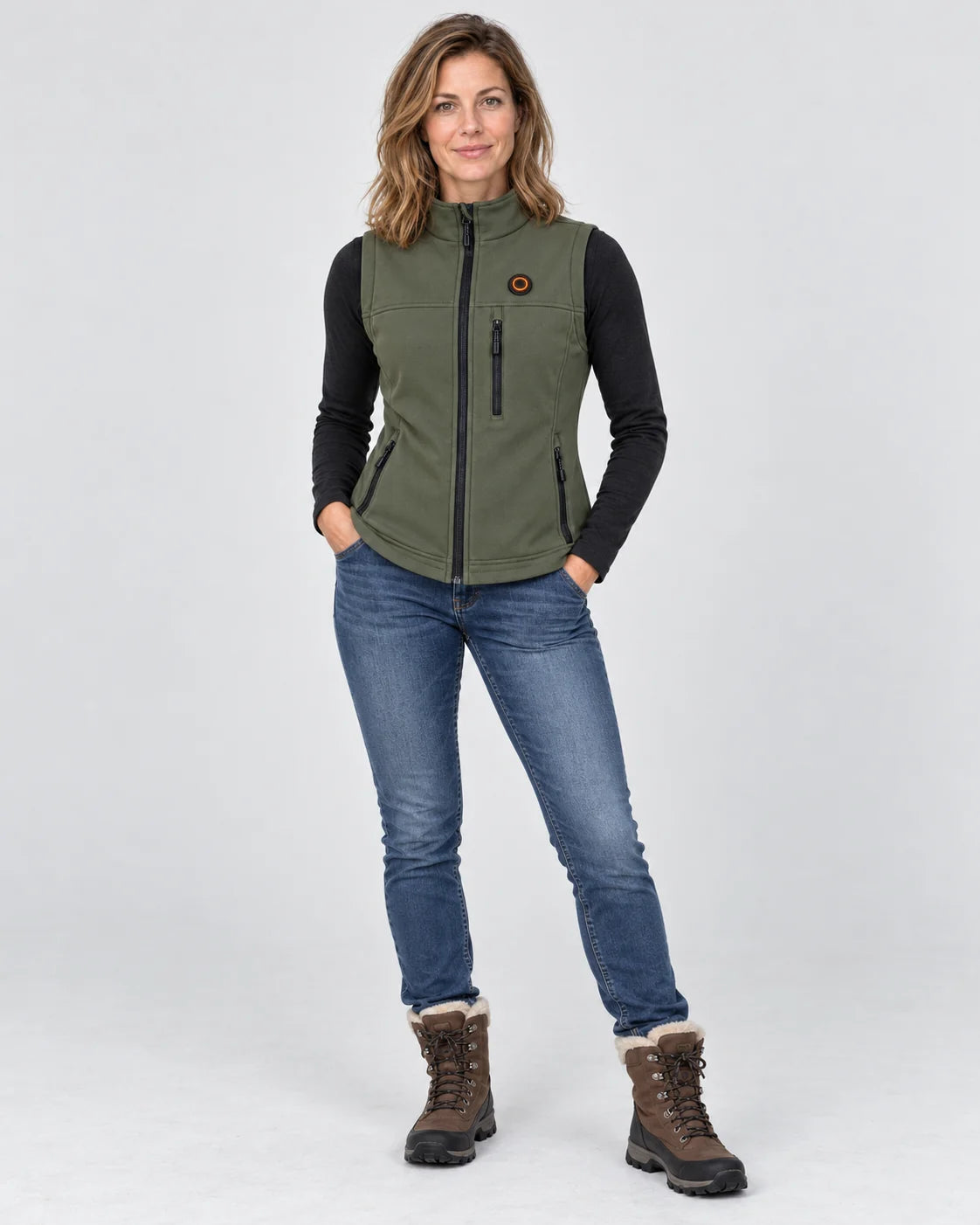 Women's heated vest PyreFit Mellora, full-length view