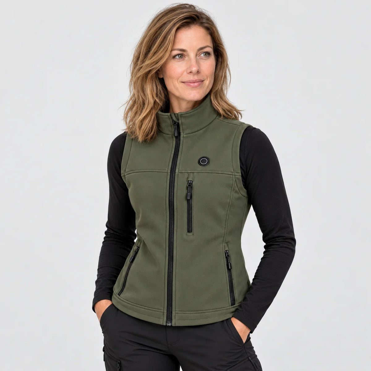 Women's heated vest PyreFit Mellora, worn, front view