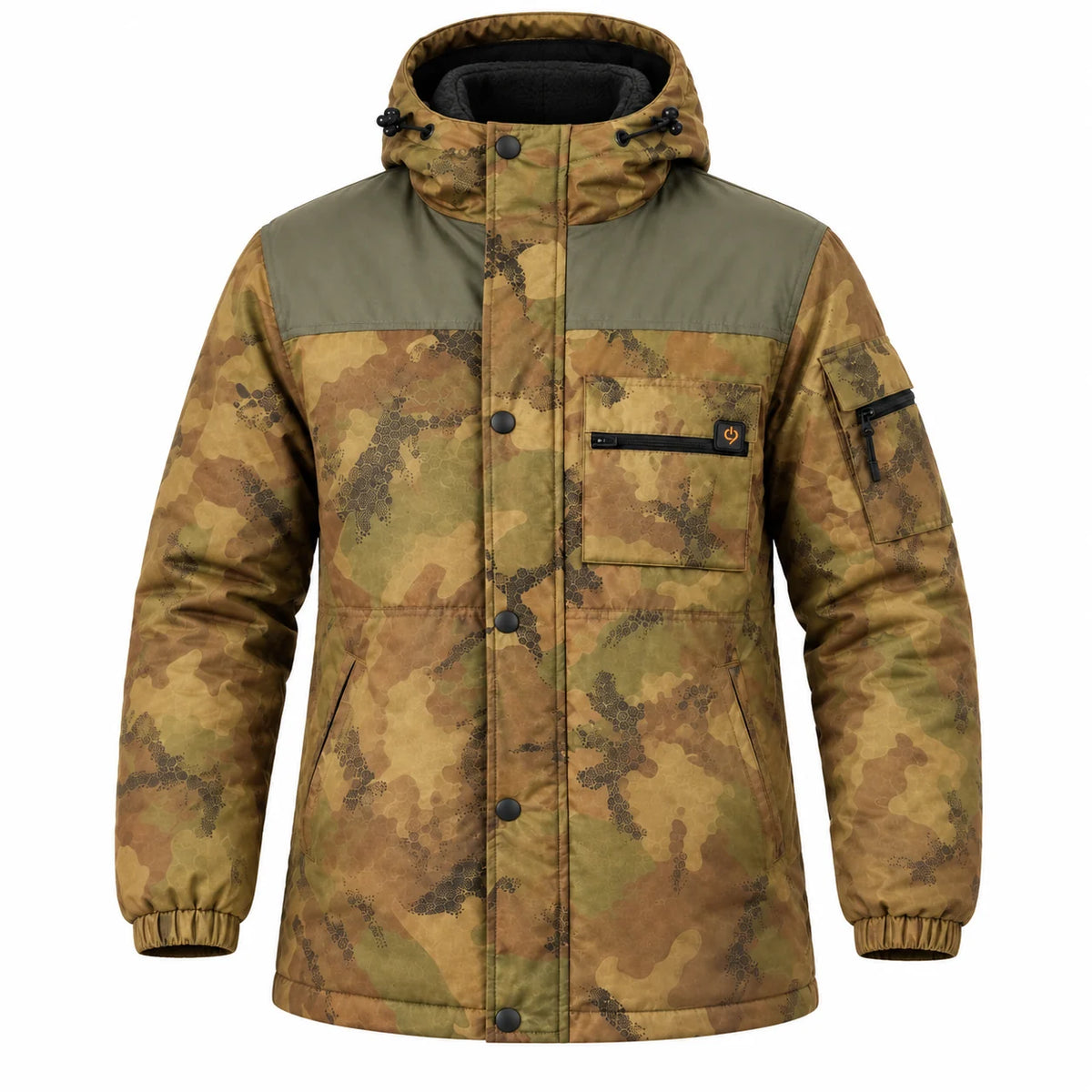Men's heated camo coat PyreFit Mistro, product view without model