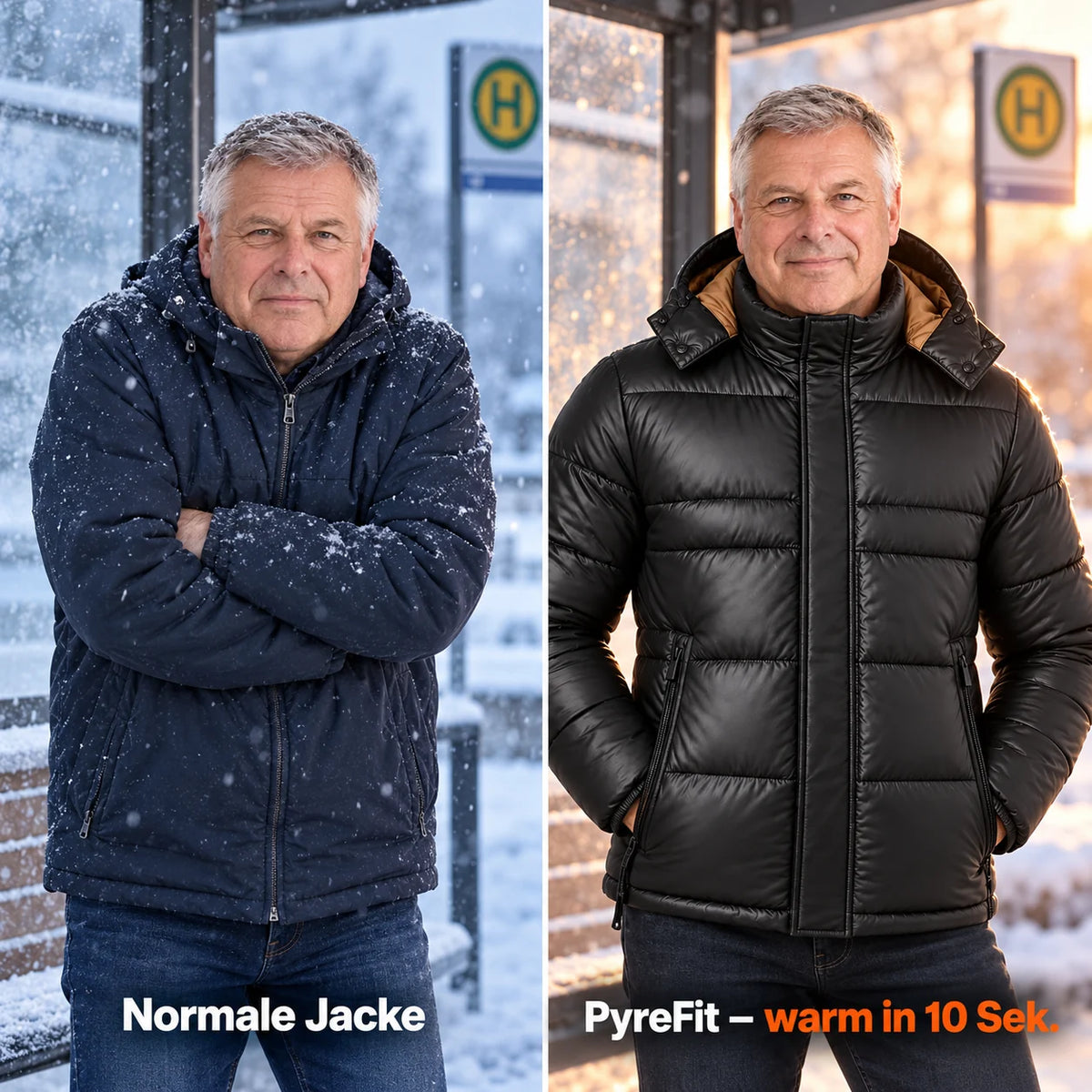 Comparaison : manteau d'hiver ordinaire et Norvia chauffant