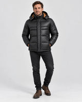 Men's heated puffer jacket PyreFit Norvia, full-length view