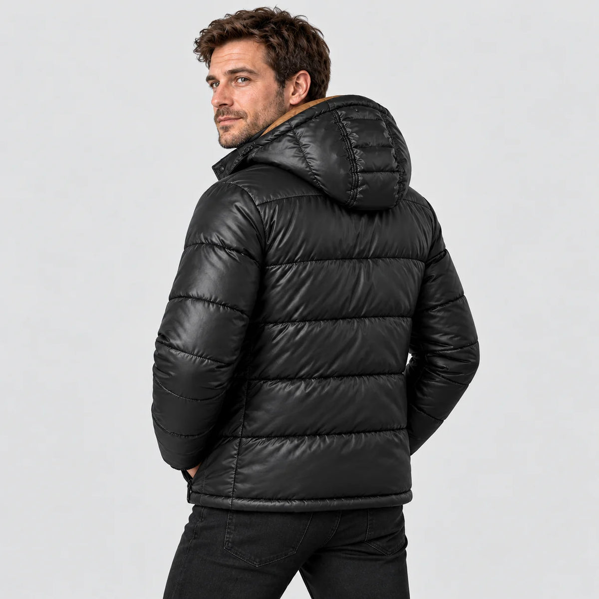 Men's heated puffer jacket PyreFit Norvia, back view