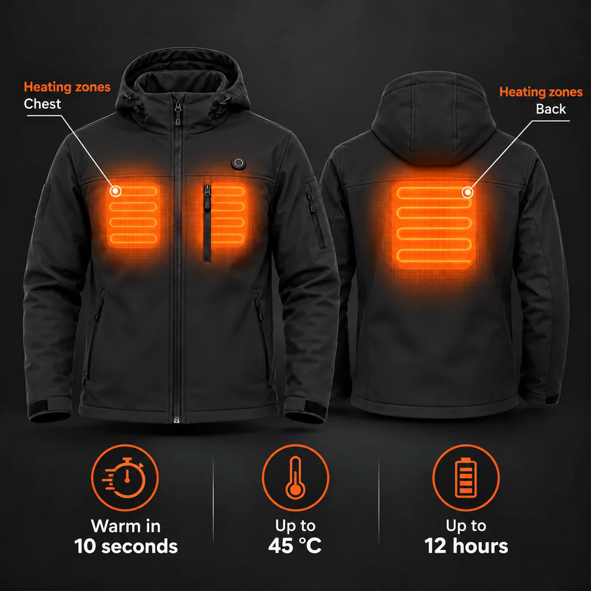 PyreFit Novera in black – heating areas
