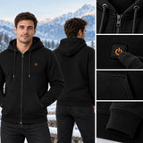 Unisex heated zip hoodie PyreFit Olivora, control button close-up