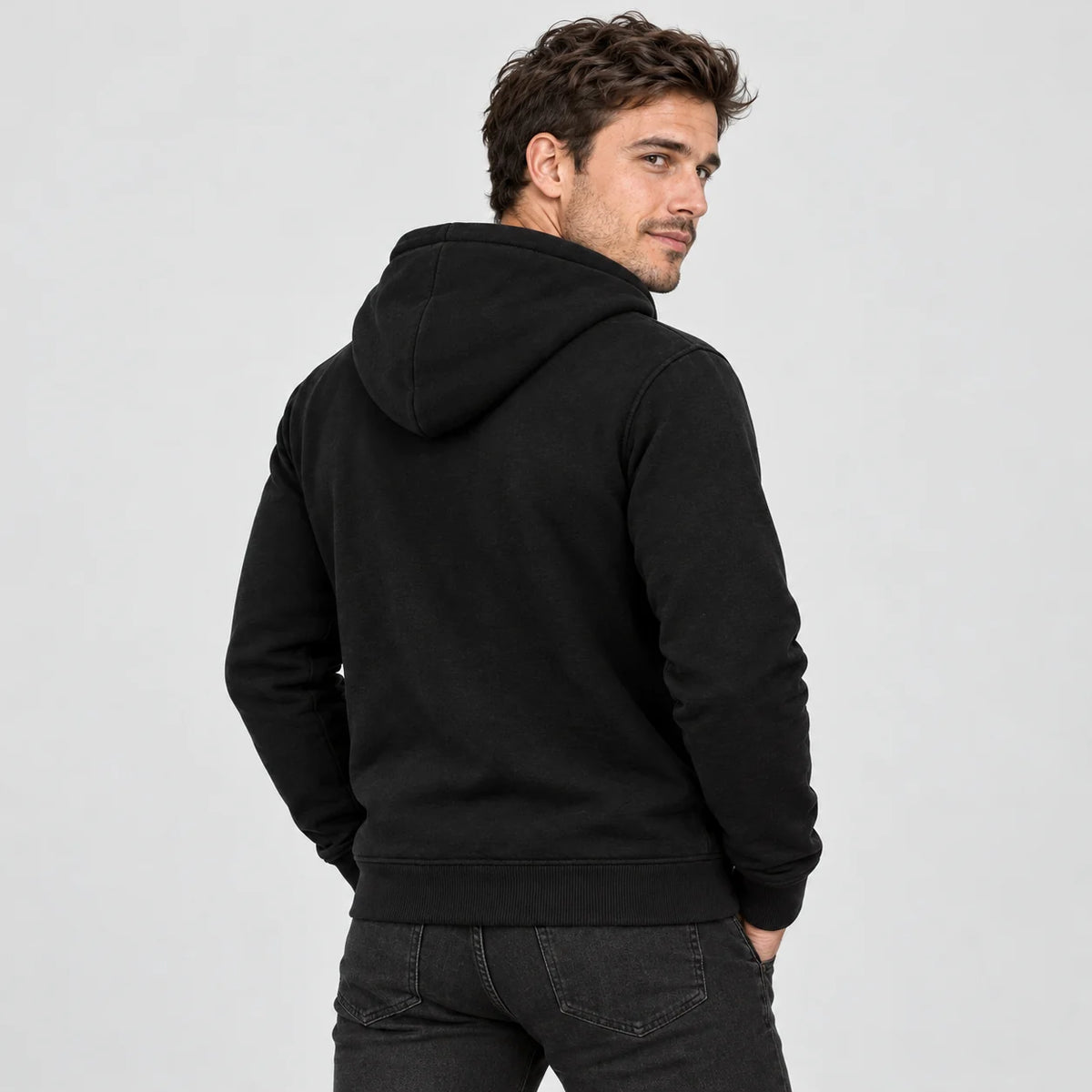 Unisex heated zip hoodie PyreFit Olivora, back view
