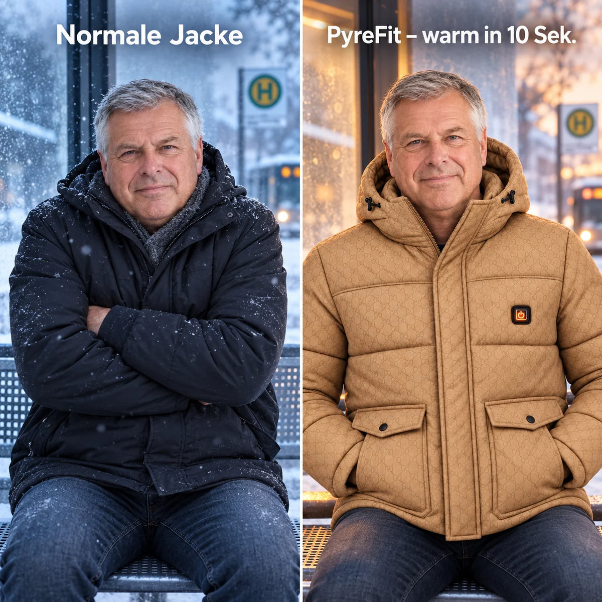 Comparaison : manteau d'hiver ordinaire et Orielle chauffant