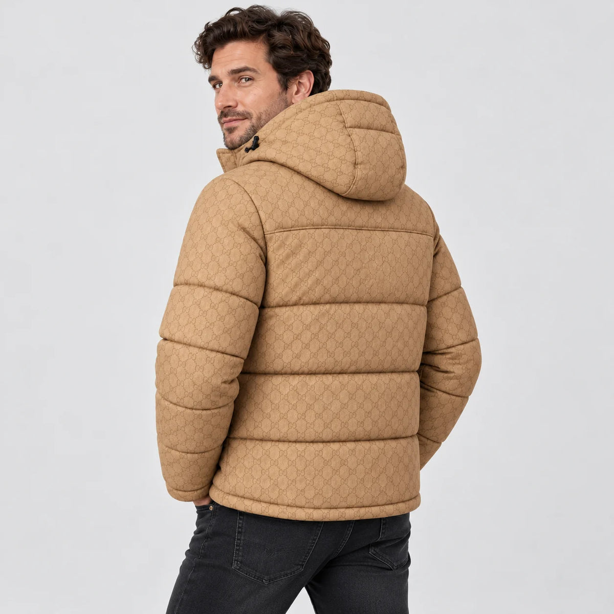 Men's heated puffer jacket PyreFit Orielle, back view
